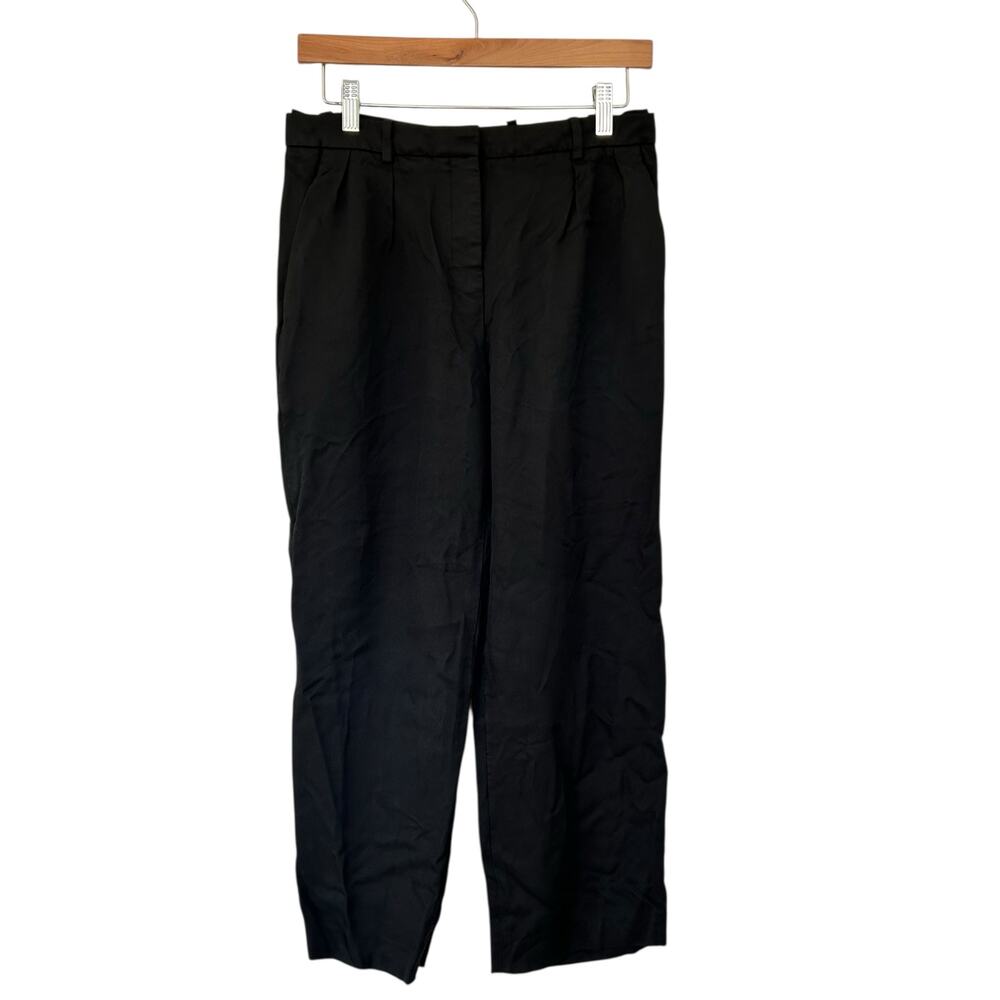 Theory Black Crop Trouser Sleek Twill Pants Sz 2